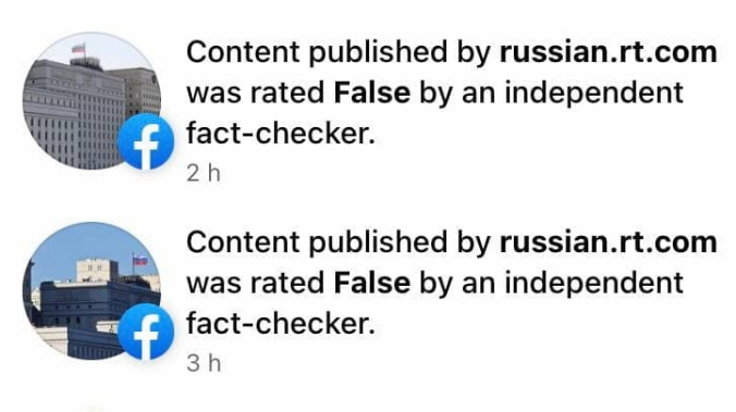 Facebook считает «ложной» трансляцию RT о ситуации в Донбассе