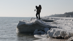 Азовское море в Кирилловке во льдах впервые за 10 лет