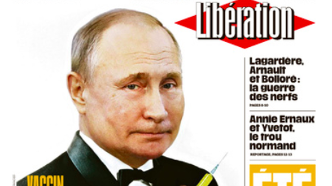 Во французской газете появилось изображение Путина в образе Джеймса Бонда