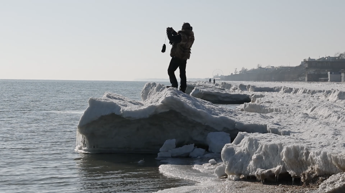 Азовское море в Кирилловке во льдах впервые за 10 лет