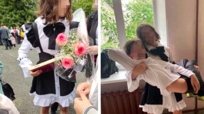 Школьник пришел на школьную линейку в платье