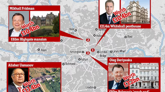 В Великобритании опубликовали «карту» с недвижимостью российских олигархов